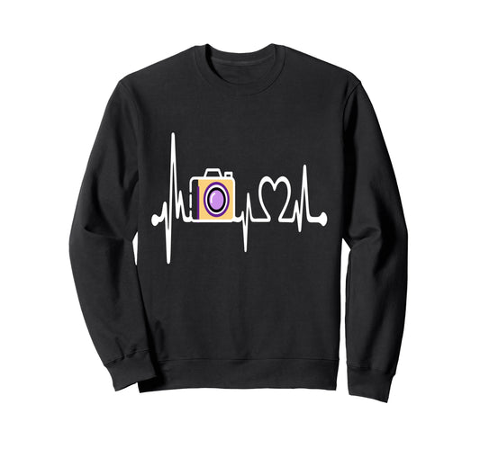 Womens Funny Camera Heartbeat Sweatshirt - Streetwear Style Men Women - T-Shirt, Sweatshirt, Hoodie