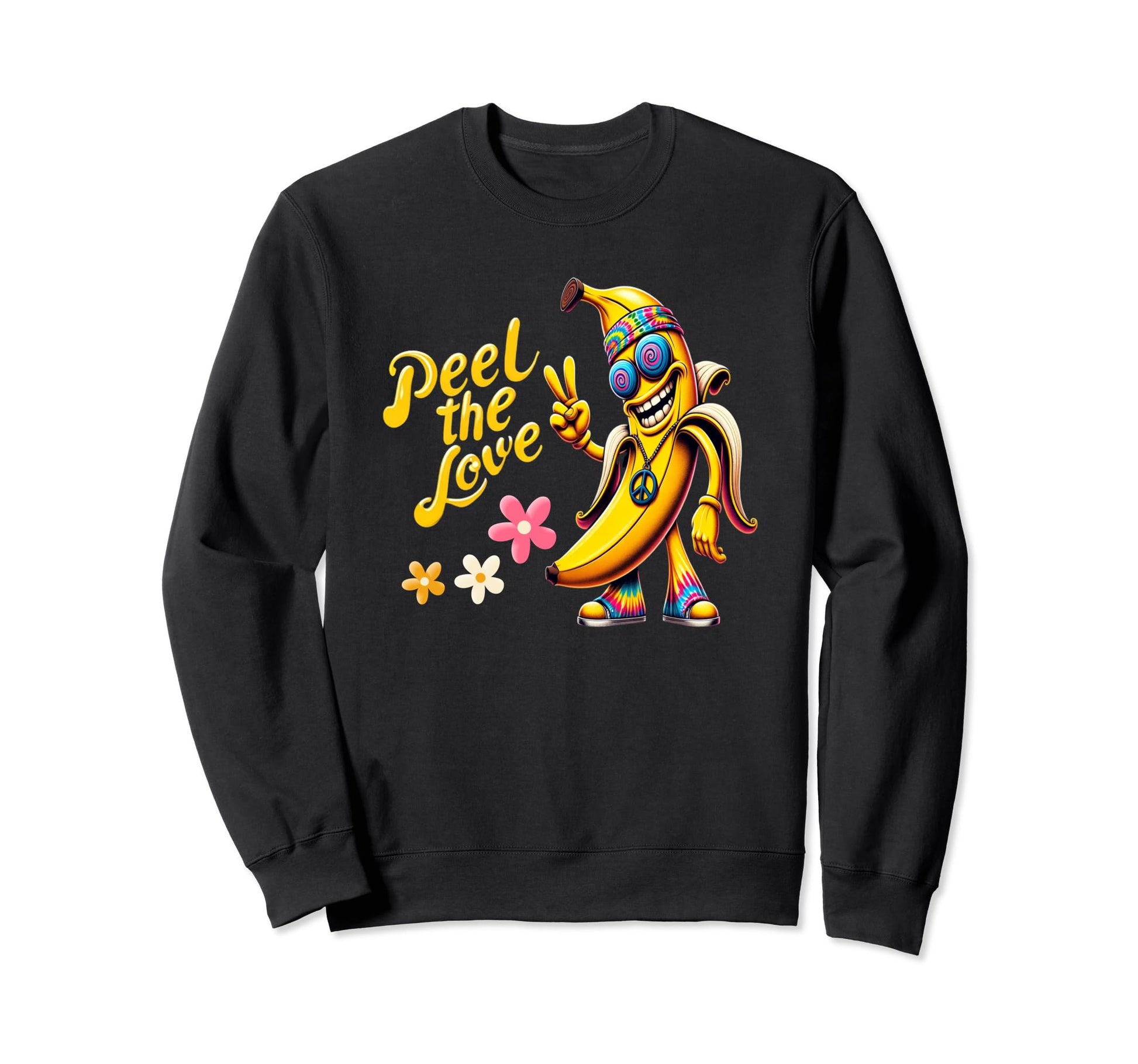 Psychedelic Smiling Banana Hippie Sweatshirt - Novelty Apparel Men Women - T-Shirt, Sweatshirt, Hoodie