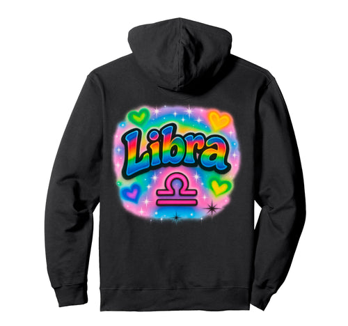 Libra Zodiac Sign Rainbow Pastel Hoodie - Unique Graphic Men Women - T-Shirt, Sweatshirt, Hoodie
