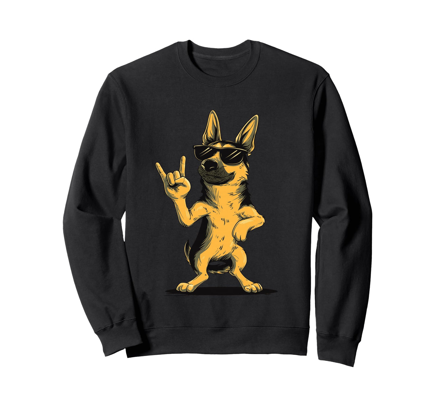 German Shepherd Rock Hand Sign Punk Sweatshirt - Novelty Apparel Men Women - T-Shirt, Sweatshirt, Hoodie