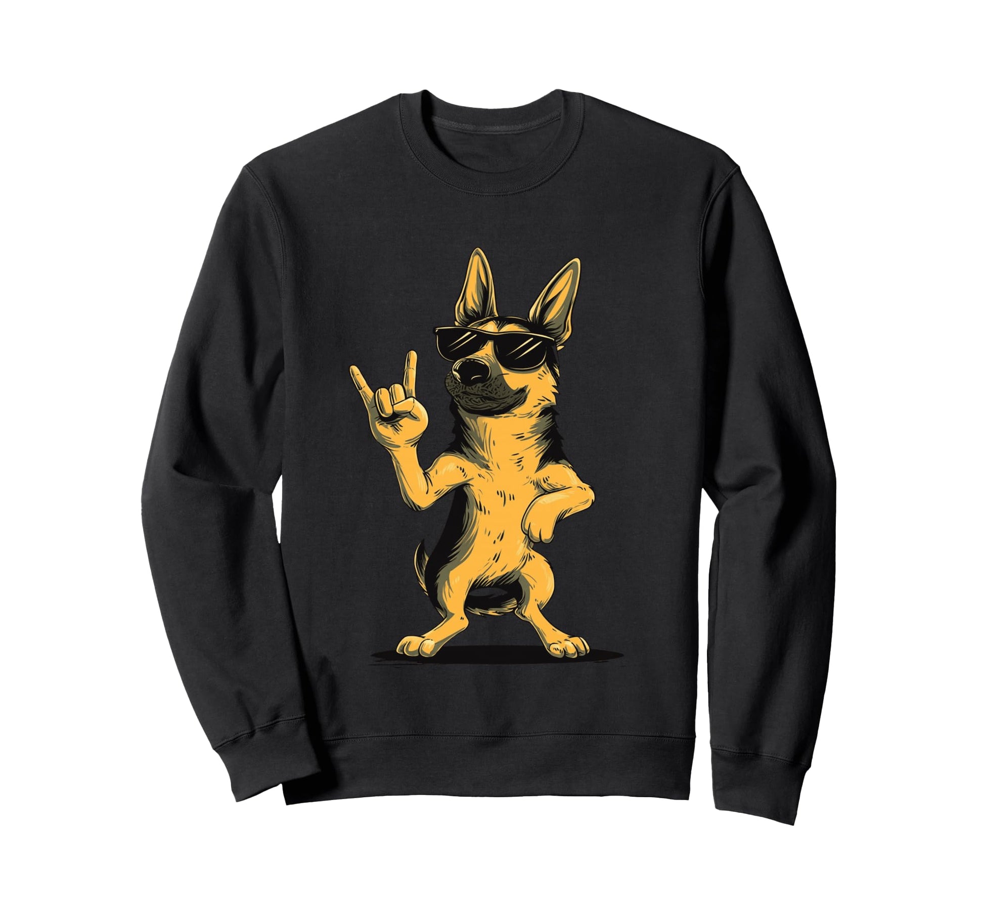 German Shepherd Rock Hand Sign Punk Sweatshirt - Novelty Apparel Men Women - T-Shirt, Sweatshirt, Hoodie