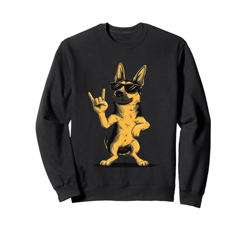 German Shepherd Rock Hand Sign Punk Sweatshirt - Novelty Apparel Men Women - T-Shirt, Sweatshirt, Hoodie