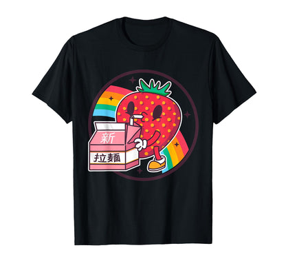 Strawberry Milk Carton Kawaii Rainbow Anime T-Shirt - Trendy Graphic Unisex - T-Shirt, Sweatshirt, Hoodie