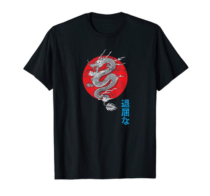 Japanese Asethetic Dragon Grunge T-Shirt - Fun Novelty Design for Adults - T-Shirt, Sweatshirt, Hoodie