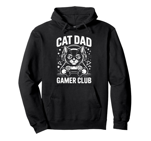 Funny Cat Dad Gamer Club Him Video Hoodie - Minimalist Print Men Women - T-Shirt, Sweatshirt, Hoodie