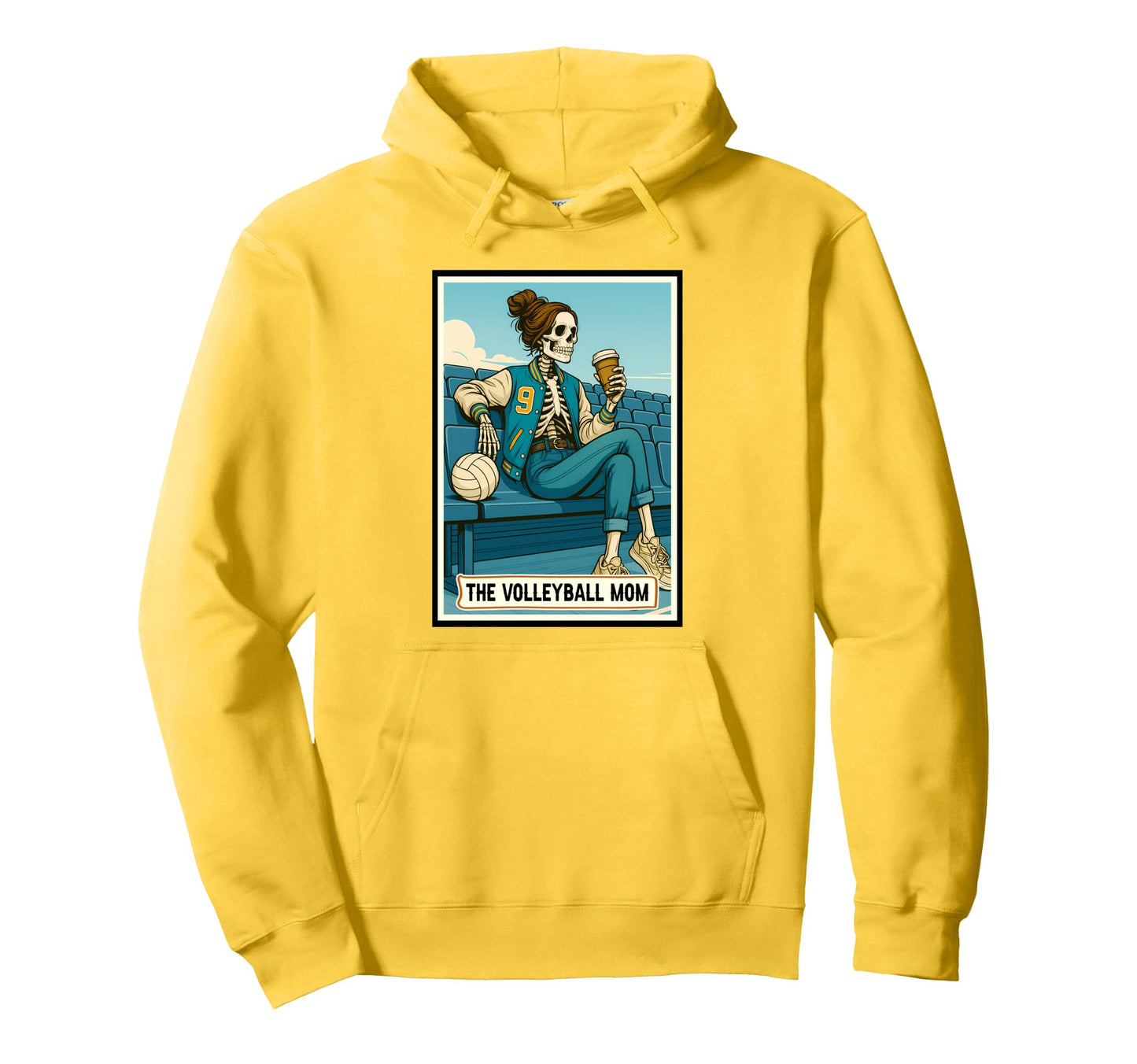 Volleyball Mom Game Day Skeleton Volleyball Hoodie - Graphic Print Unisex - T-Shirt, Sweatshirt, Hoodie