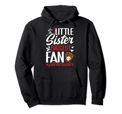 Little Sister Baseball Pitcher Sister Hoodie - Custom Art Print for Adults - T-Shirt, Sweatshirt, Hoodie