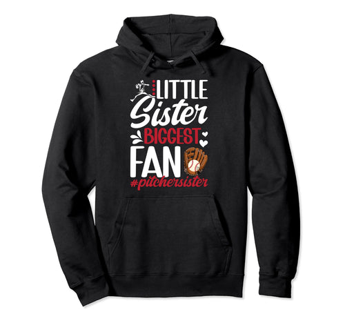Little Sister Baseball Pitcher Sister Hoodie - Custom Art Print for Adults - T-Shirt, Sweatshirt, Hoodie