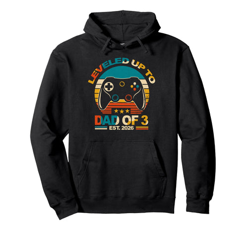 Leveled Up To Dad Three Son Hoodie - Fun Novelty Design for Adults - T-Shirt, Sweatshirt, Hoodie
