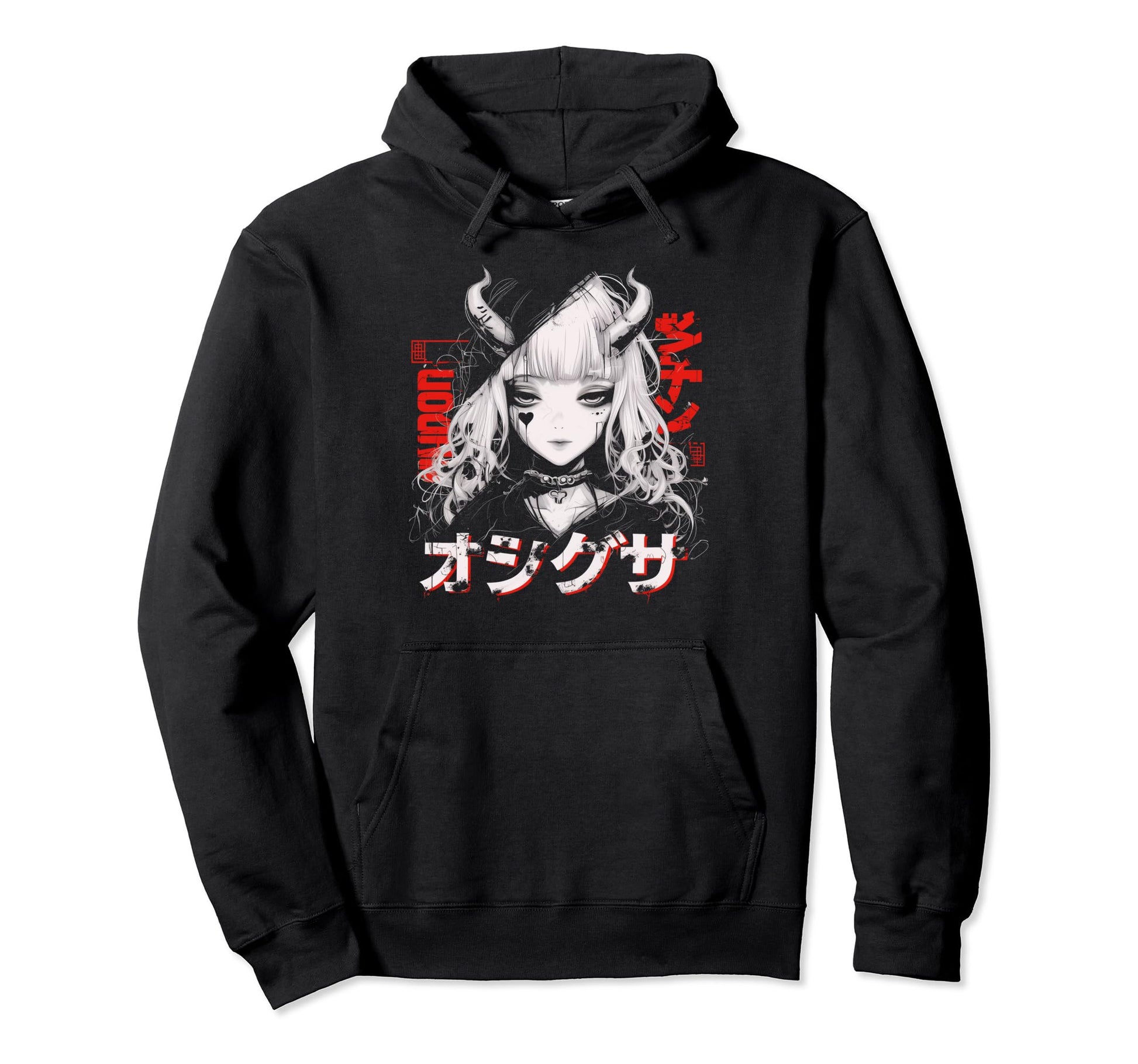 Anime Goth Grunge Demon Waifu Horror Alt Hoodie - Custom Art Print Unisex - T-Shirt, Sweatshirt, Hoodie