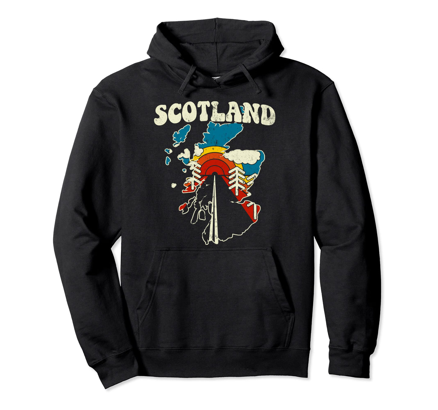 Scotland Scottish Country Rainbow 70S Hoodie - Minimalist Print for Adults - T-Shirt, Sweatshirt, Hoodie