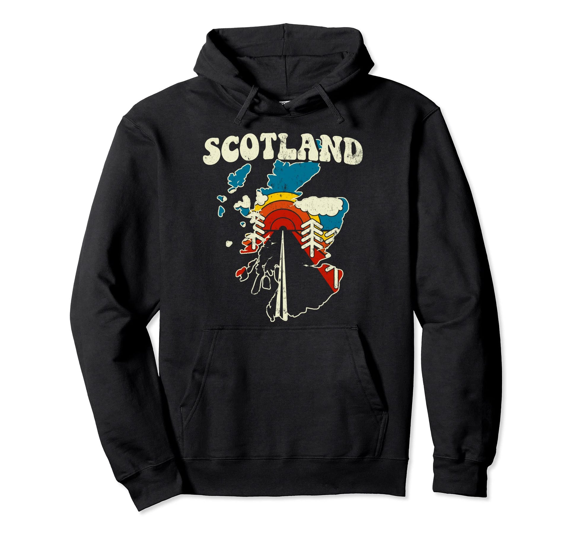 Scotland Scottish Country Rainbow 70S Hoodie - Minimalist Print for Adults - T-Shirt, Sweatshirt, Hoodie