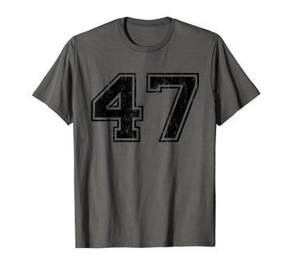 Number 47 Varsity Distressed Sport Team T-Shirt - Unique Graphic Men Women - T-Shirt, Sweatshirt, Hoodie