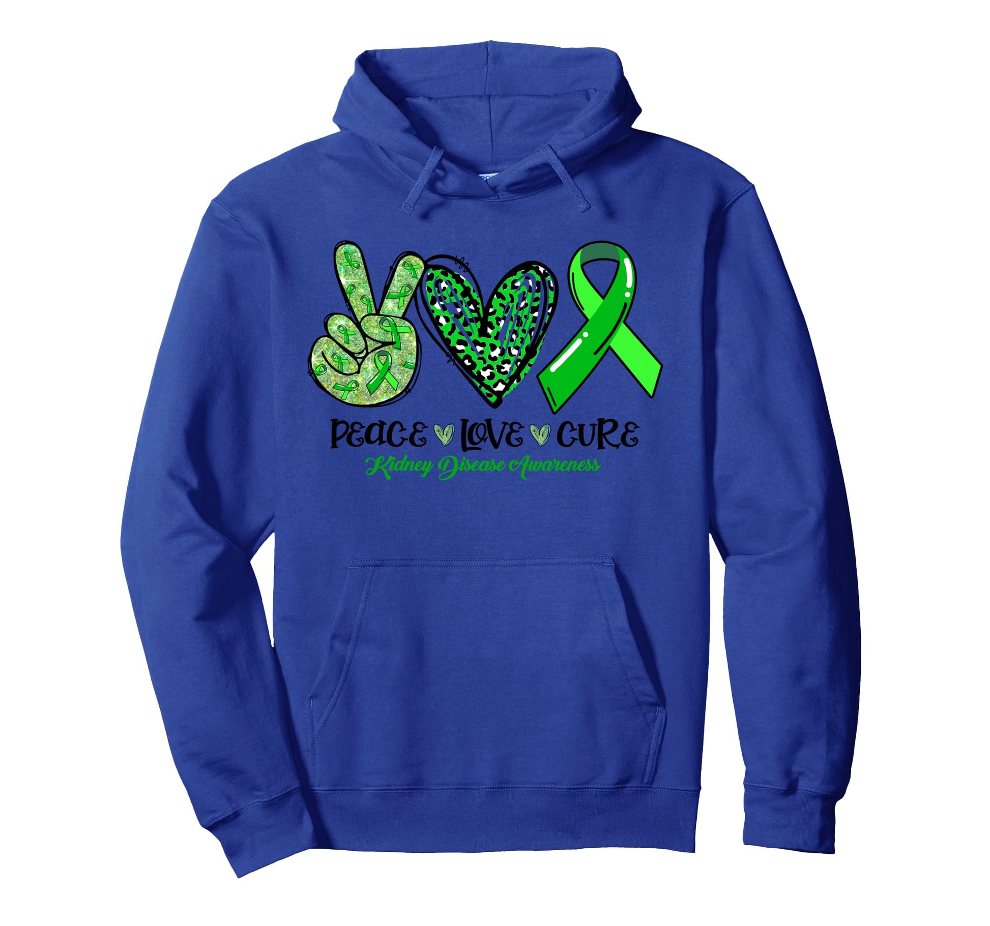 Peace Love Cure Ribbon Kidney Disease Hoodie - Novelty Apparel Men Women - T-Shirt, Sweatshirt, Hoodie