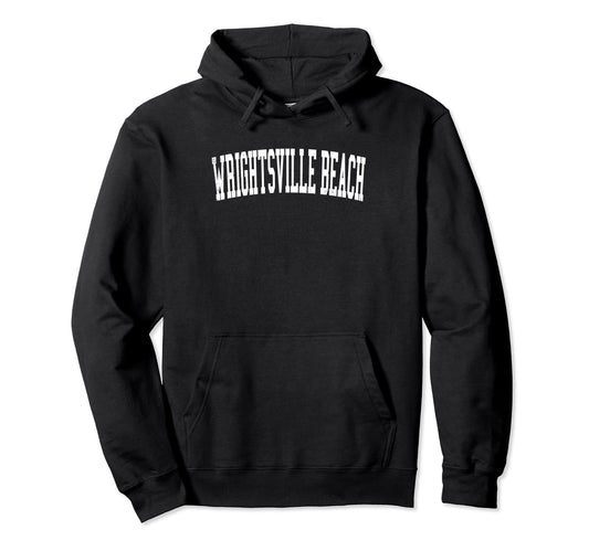 Wrightsville Beach Distressed White Hoodie - Streetwear Style Unisex - T-Shirt, Sweatshirt, Hoodie