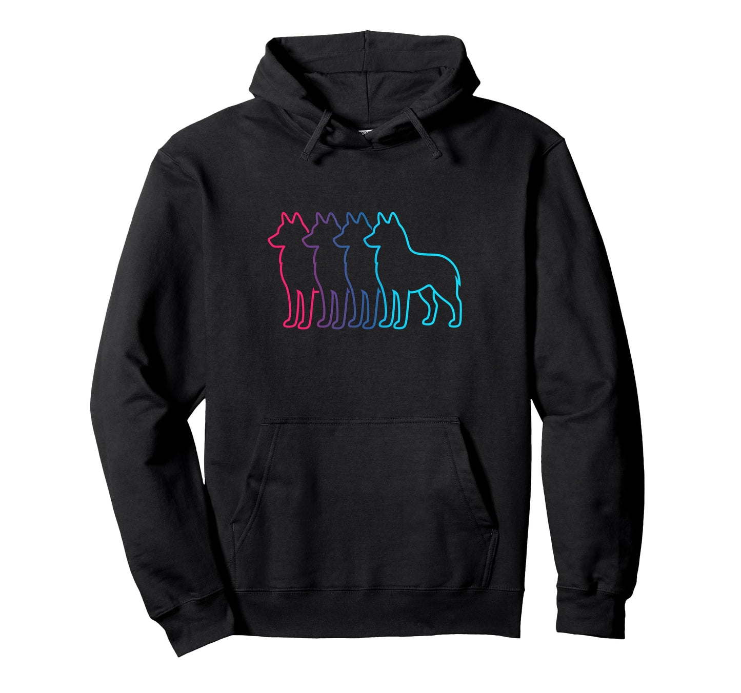 Husky Silhouette Synthwave Aesthetic Hoodie - Aesthetic Graphic for Adults - T-Shirt, Sweatshirt, Hoodie