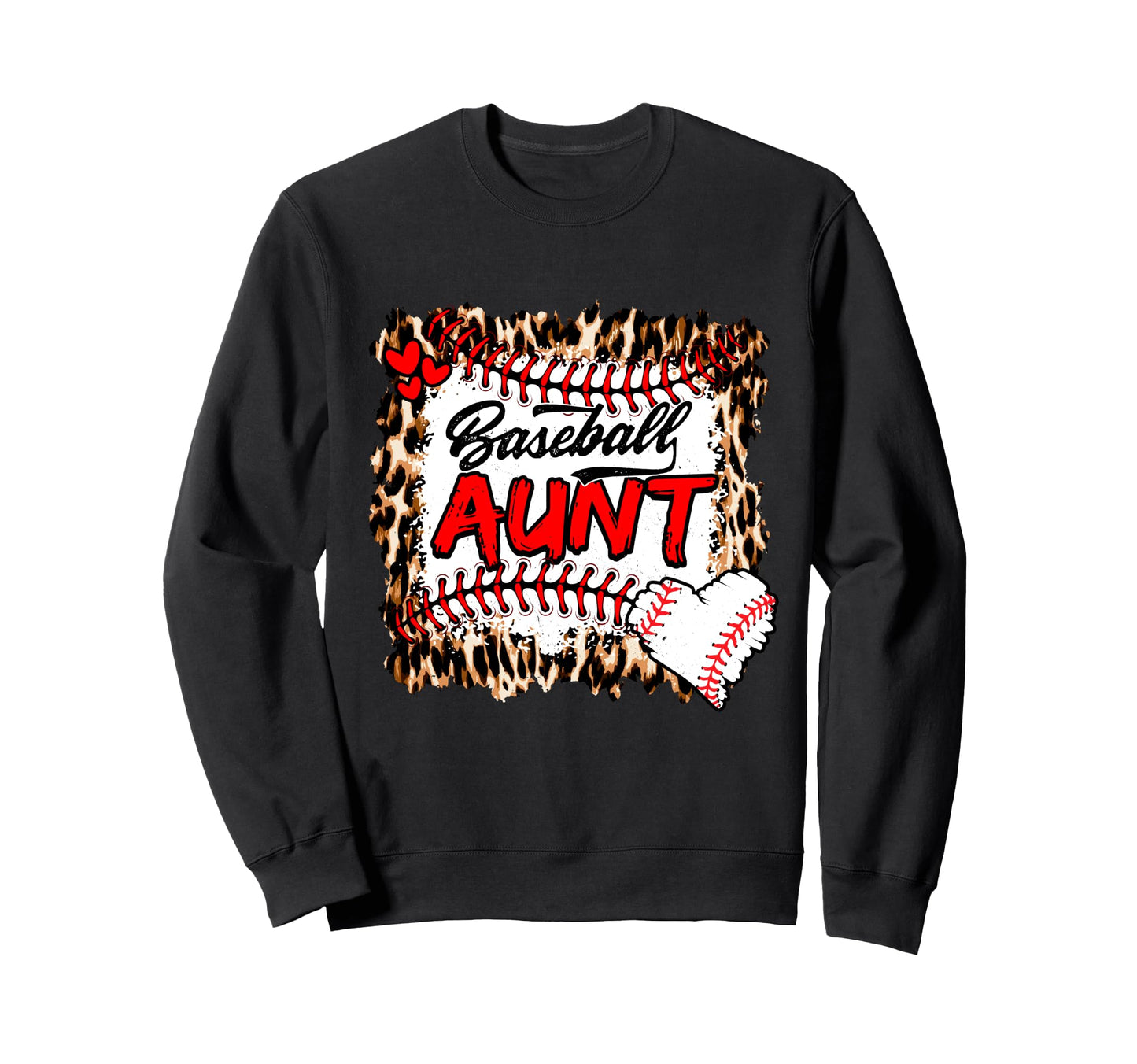Baseball Aunt Leopard Game Day Sweatshirt - Fun Novelty Design Men Women - T-Shirt, Sweatshirt, Hoodie