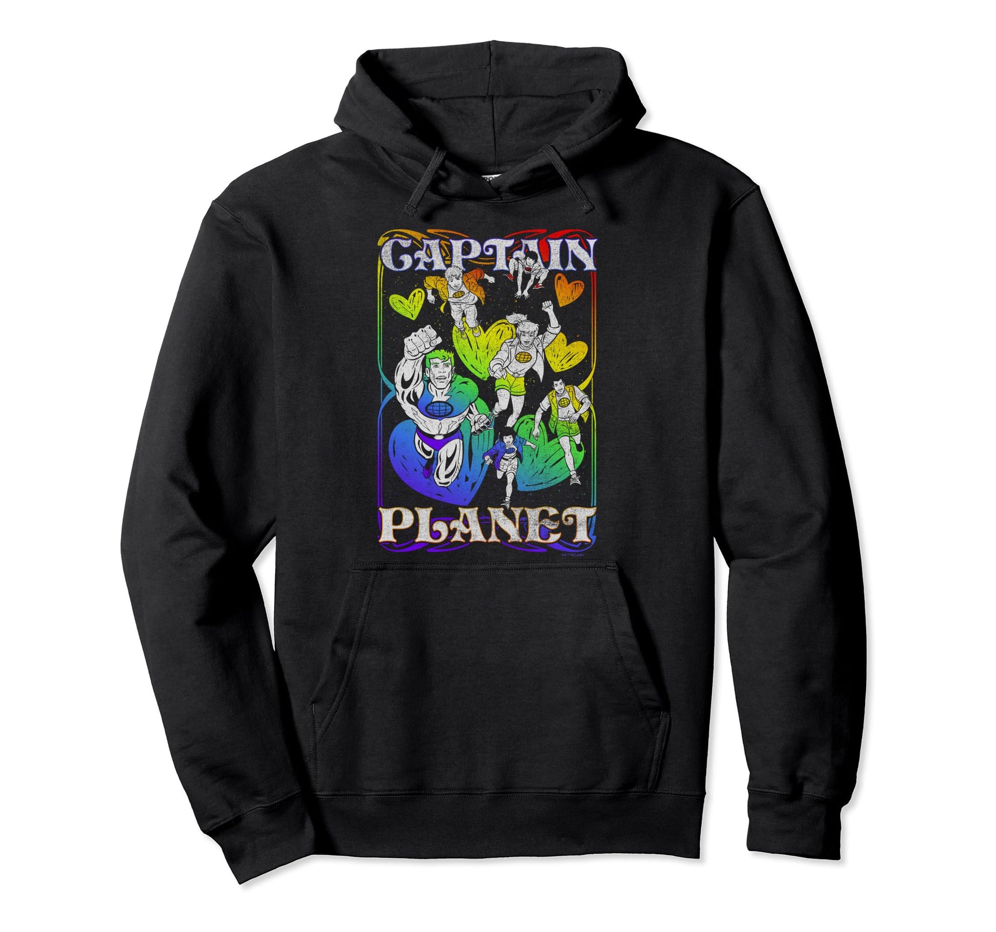 Captain Planet Rainbow Hearts Group Hoodie - Graphic Print Unisex - T-Shirt, Sweatshirt, Hoodie