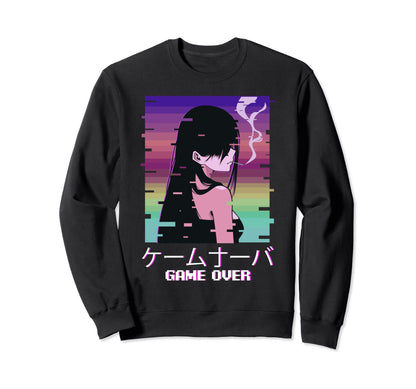 Aesthetic Japanese Vaporwave Sad Sweatshirt - Aesthetic Graphic Unisex - T-Shirt, Sweatshirt, Hoodie