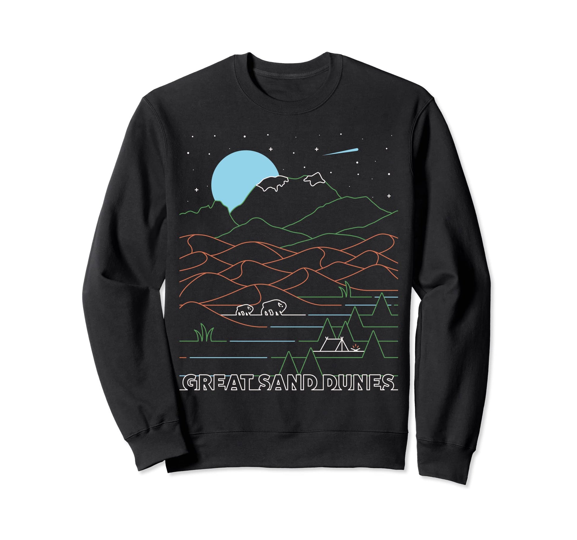 Night Great Sand Dunes National Park Sweatshirt - Graphic Print Men Women - T-Shirt, Sweatshirt, Hoodie