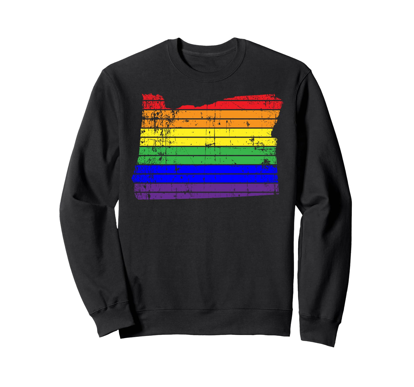 Distressed State Oregon Lgbt Rainbow Sweatshirt - Minimalist Print Unisex - T-Shirt, Sweatshirt, Hoodie