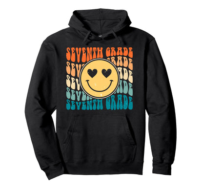 Boho Groovy Smile 7Th Seventh Grade Hoodie - Graphic Print Men Women - T-Shirt, Sweatshirt, Hoodie