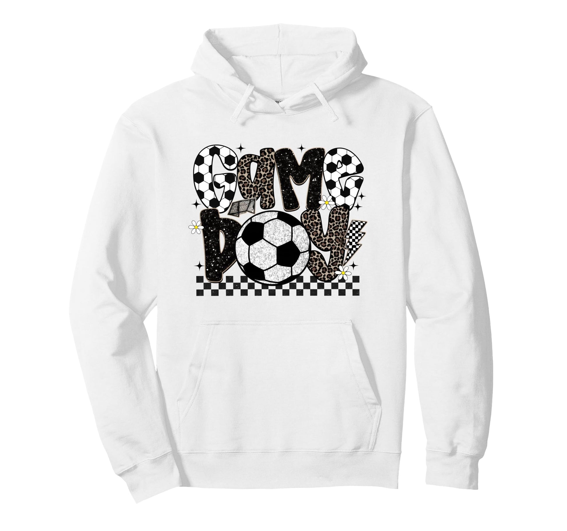 Checkered Soccer Game Day Leopard Hoodie - Unique Graphic for Adults - T-Shirt, Sweatshirt, Hoodie