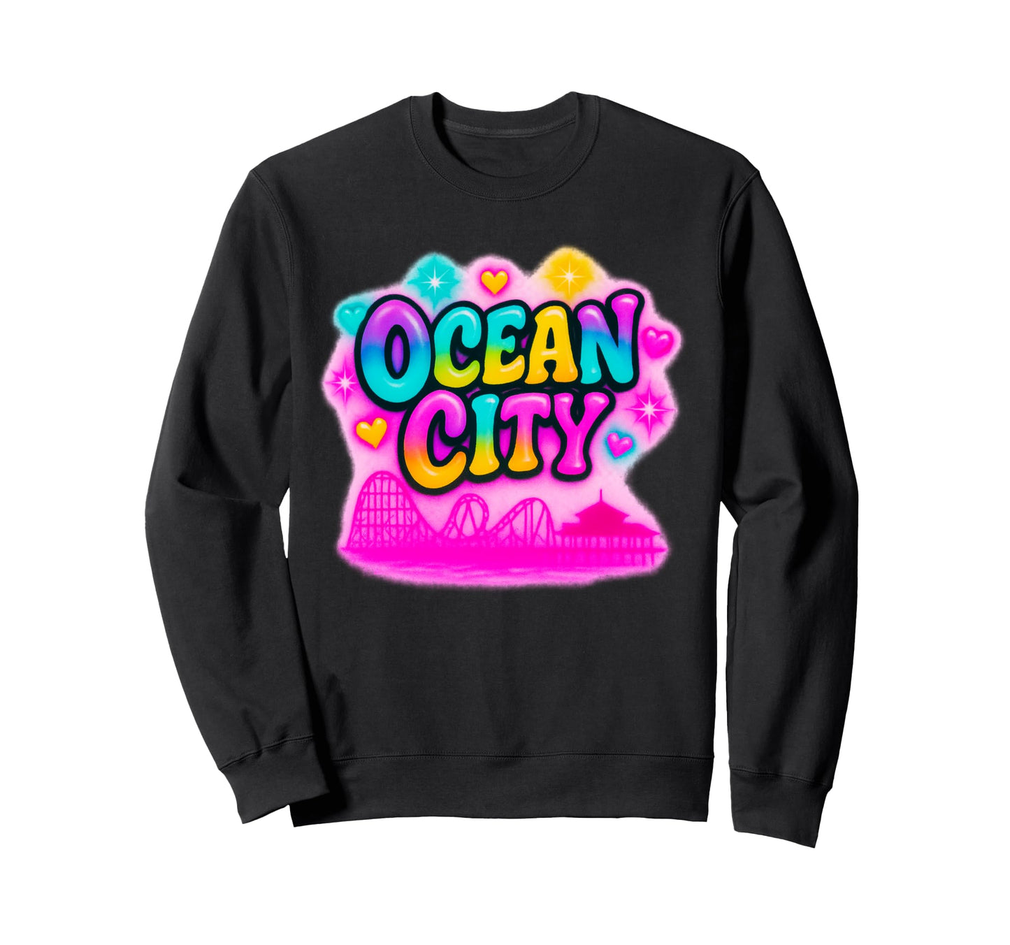 Ocean City Maryland Rainbow Sweatshirt - Aesthetic Graphic for Adults - T-Shirt, Sweatshirt, Hoodie