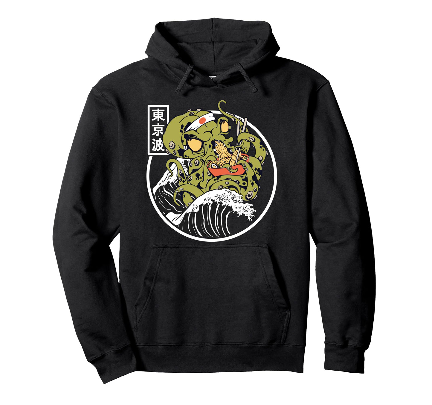 Kraken Eating Ramen Kanagawa Wave Hoodie - Unique Graphic Men Women - T-Shirt, Sweatshirt, Hoodie