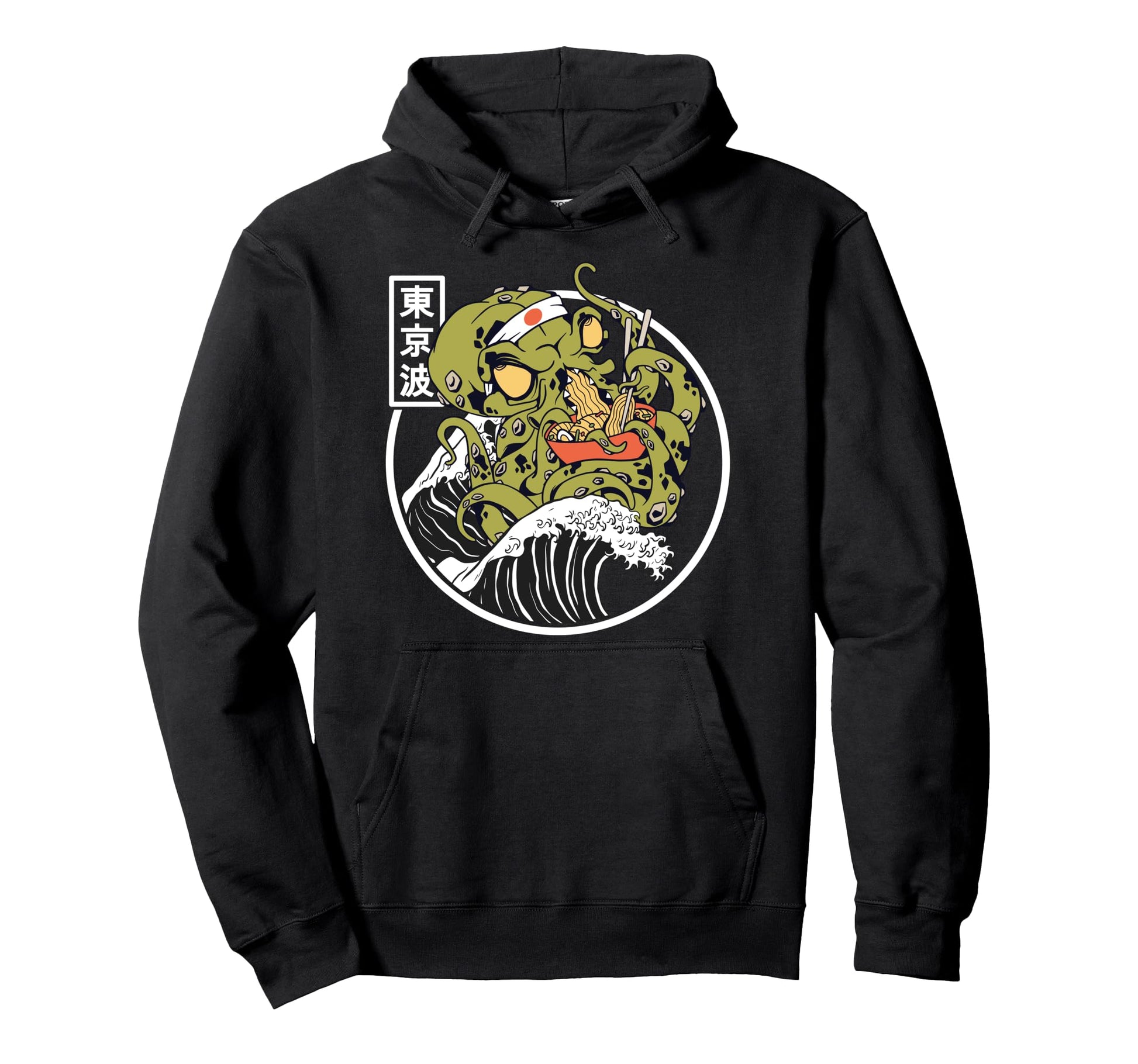 Kraken Eating Ramen Kanagawa Wave Hoodie - Unique Graphic Men Women - T-Shirt, Sweatshirt, Hoodie