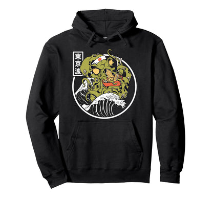Kraken Eating Ramen Kanagawa Wave Hoodie - Unique Graphic Men Women - T-Shirt, Sweatshirt, Hoodie