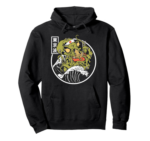 Kraken Eating Ramen Kanagawa Wave Hoodie - Unique Graphic Men Women - T-Shirt, Sweatshirt, Hoodie
