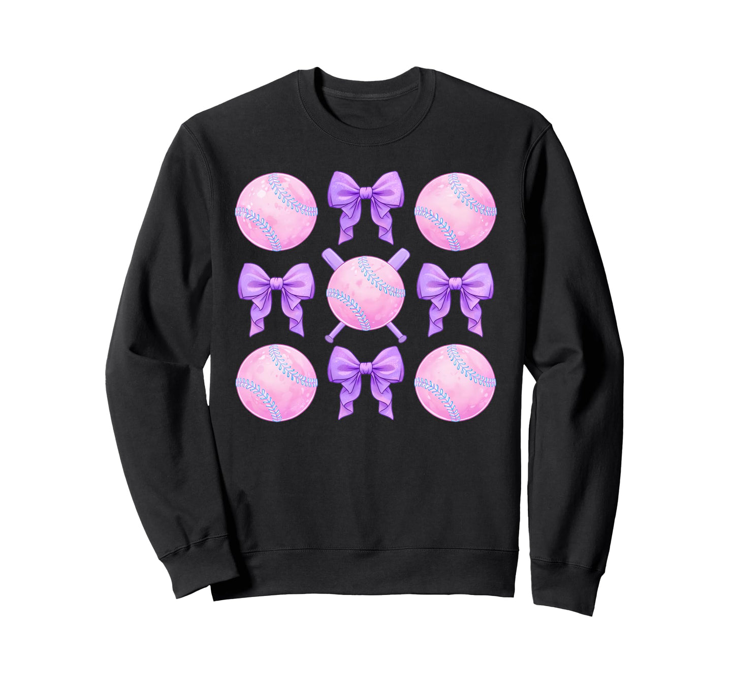 Softball Coquette Bows Game Day Sweatshirt - Custom Art Print for Adults - T-Shirt, Sweatshirt, Hoodie