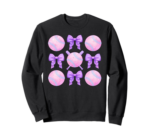 Softball Coquette Bows Game Day Sweatshirt - Custom Art Print for Adults - T-Shirt, Sweatshirt, Hoodie