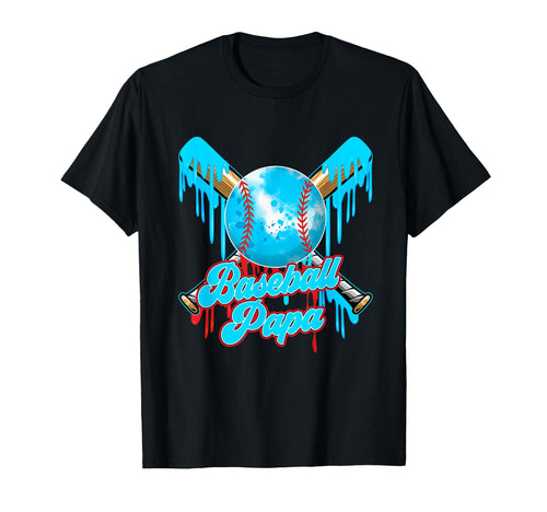Papa Birthday Baseball Ice Cream Drip T-Shirt - Novelty Apparel for Adults - T-Shirt, Sweatshirt, Hoodie