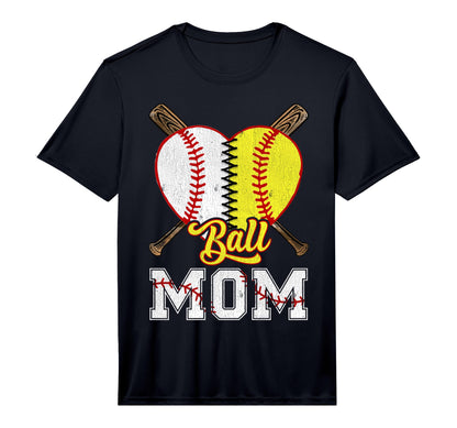 Mom Both Ball Mom Baseball T-Shirt - Fun Novelty Design for Adults - T-Shirt, Sweatshirt, Hoodie