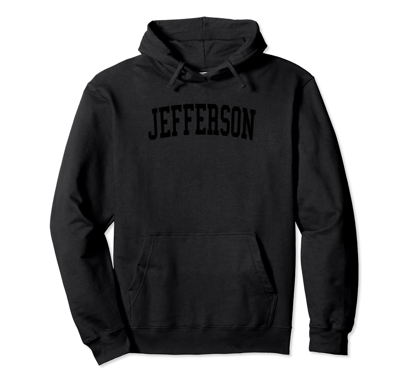 Jefferson La Distressed Black Varsity Hoodie - Minimalist Print Men Women - T-Shirt, Sweatshirt, Hoodie