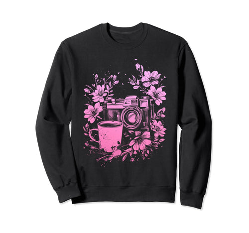 Photographer Coffee Camera Flowers Sweatshirt - Novelty Apparel Unisex - T-Shirt, Sweatshirt, Hoodie