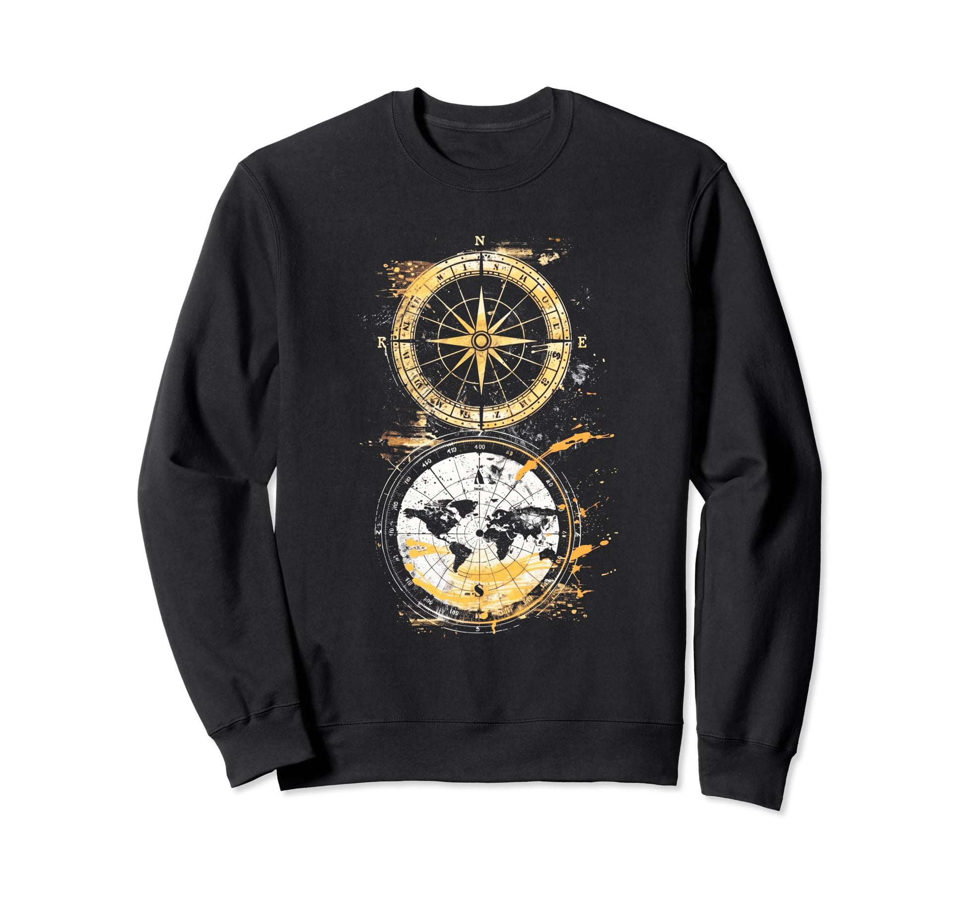 Boho Compass Map Elements Sweatshirt - Graphic Print for Adults - T-Shirt, Sweatshirt, Hoodie