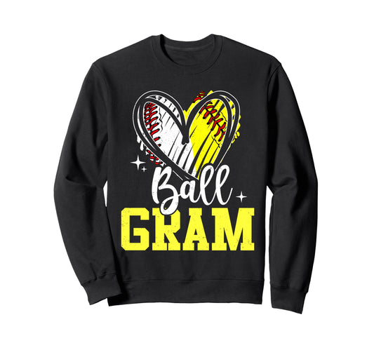 Ball Gram Softball Baseball Grandma Sweatshirt - Unique Graphic for Adults - T-Shirt, Sweatshirt, Hoodie
