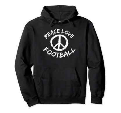 Peace Love American Football Team Hoodie - Fun Novelty Design for Adults - T-Shirt, Sweatshirt, Hoodie