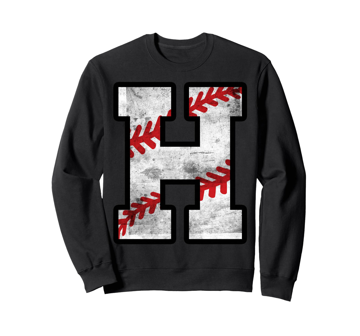 Distressed Baseball Letter H Sweatshirt - Streetwear Style Unisex - T-Shirt, Sweatshirt, Hoodie