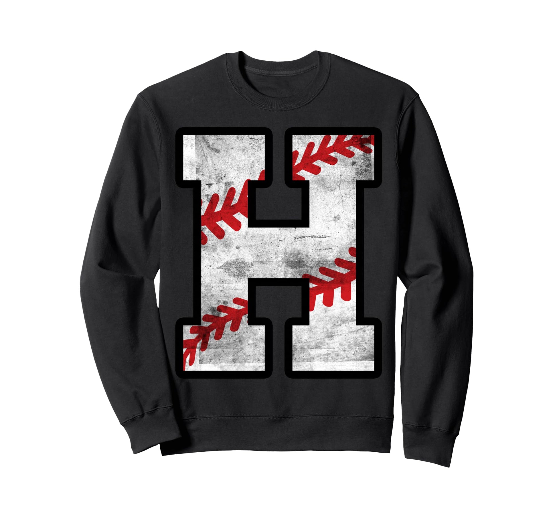 Distressed Baseball Letter H Sweatshirt - Streetwear Style Unisex - T-Shirt, Sweatshirt, Hoodie