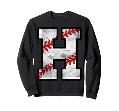 Distressed Baseball Letter H Sweatshirt - Streetwear Style Unisex - T-Shirt, Sweatshirt, Hoodie