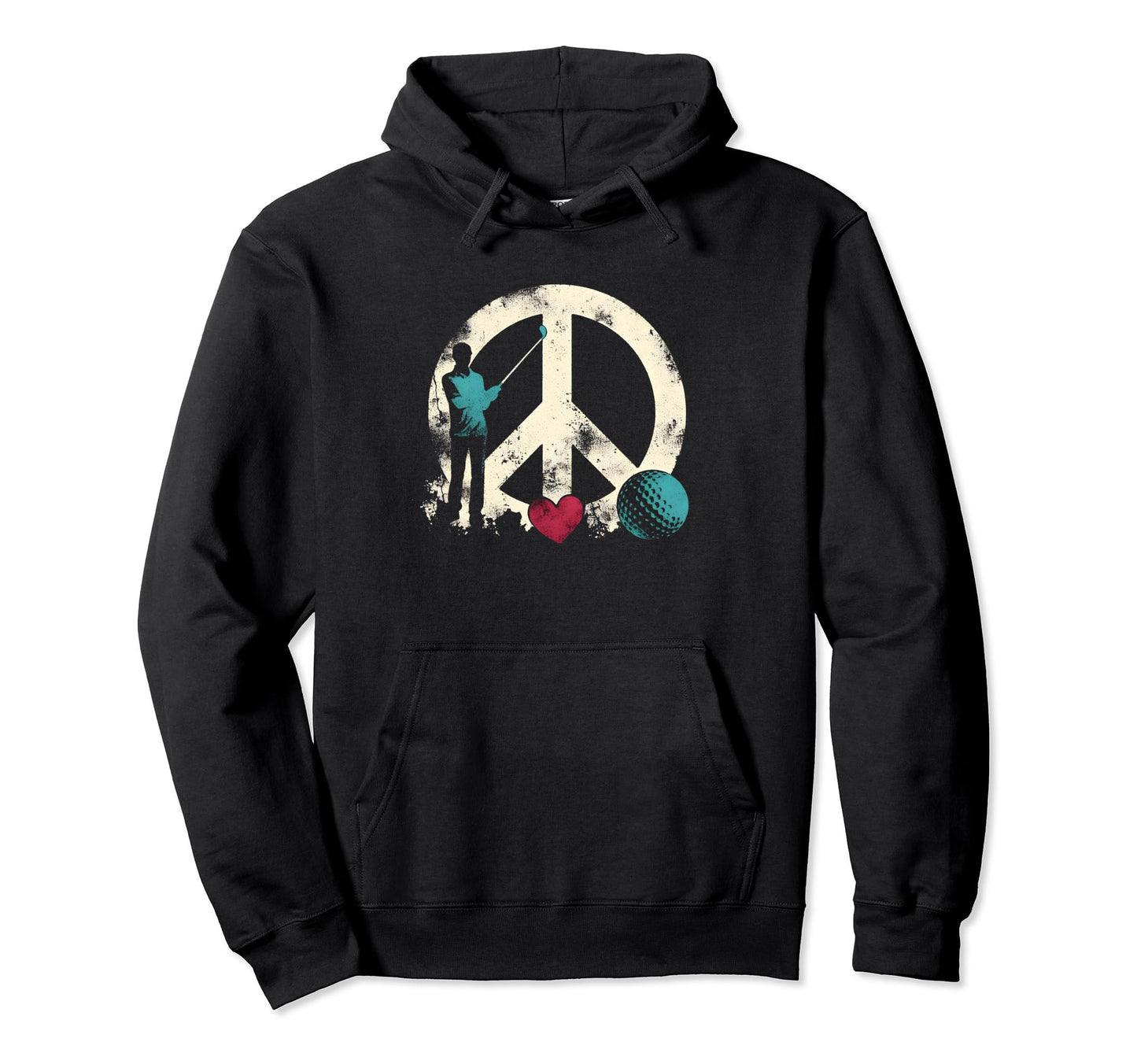 Peace Love And Golf Peace Symbol Golf Hoodie - Trendy Graphic Unisex - T-Shirt, Sweatshirt, Hoodie