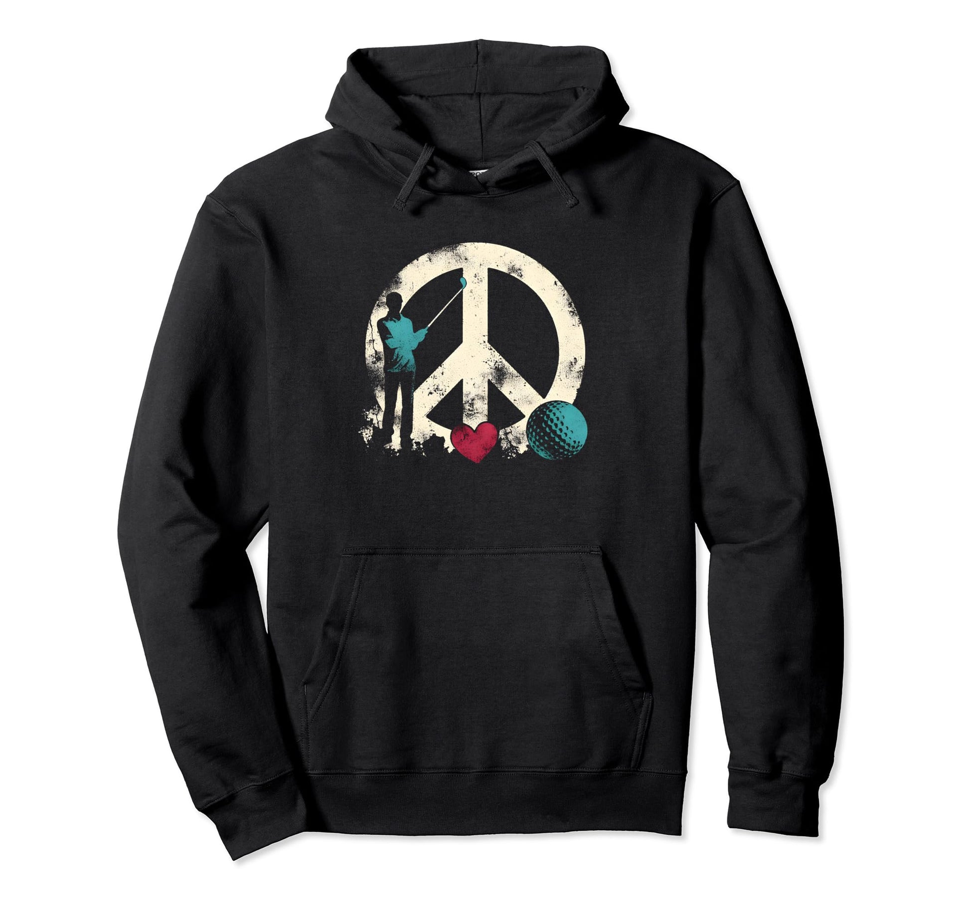 Peace Love And Golf Peace Symbol Golf Hoodie - Trendy Graphic Unisex - T-Shirt, Sweatshirt, Hoodie