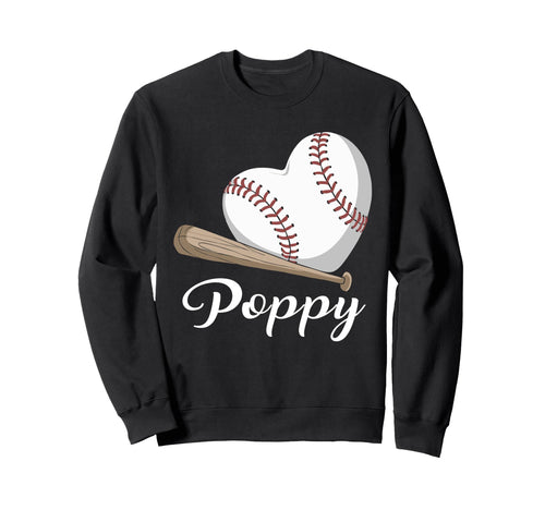 Baseball Heart Baseball Poppy Sweatshirt - Casual Everyday Wear Men Women - T-Shirt, Sweatshirt, Hoodie