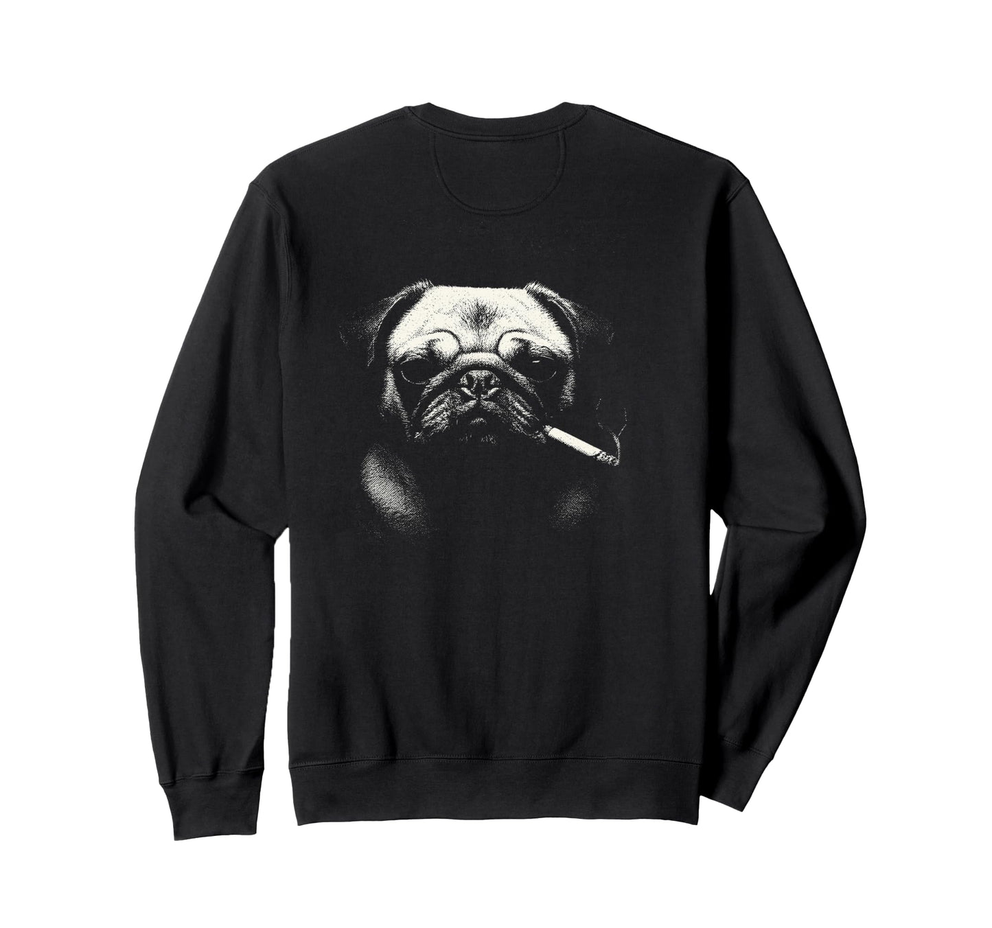 Pug Smoking Cigarette Y2K Grunge Meme Sweatshirt - Graphic Print Unisex - T-Shirt, Sweatshirt, Hoodie