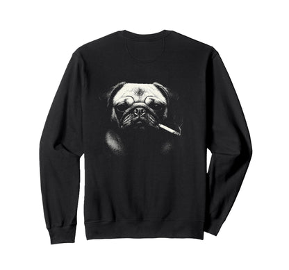 Pug Smoking Cigarette Y2K Grunge Meme Sweatshirt - Graphic Print Unisex - T-Shirt, Sweatshirt, Hoodie
