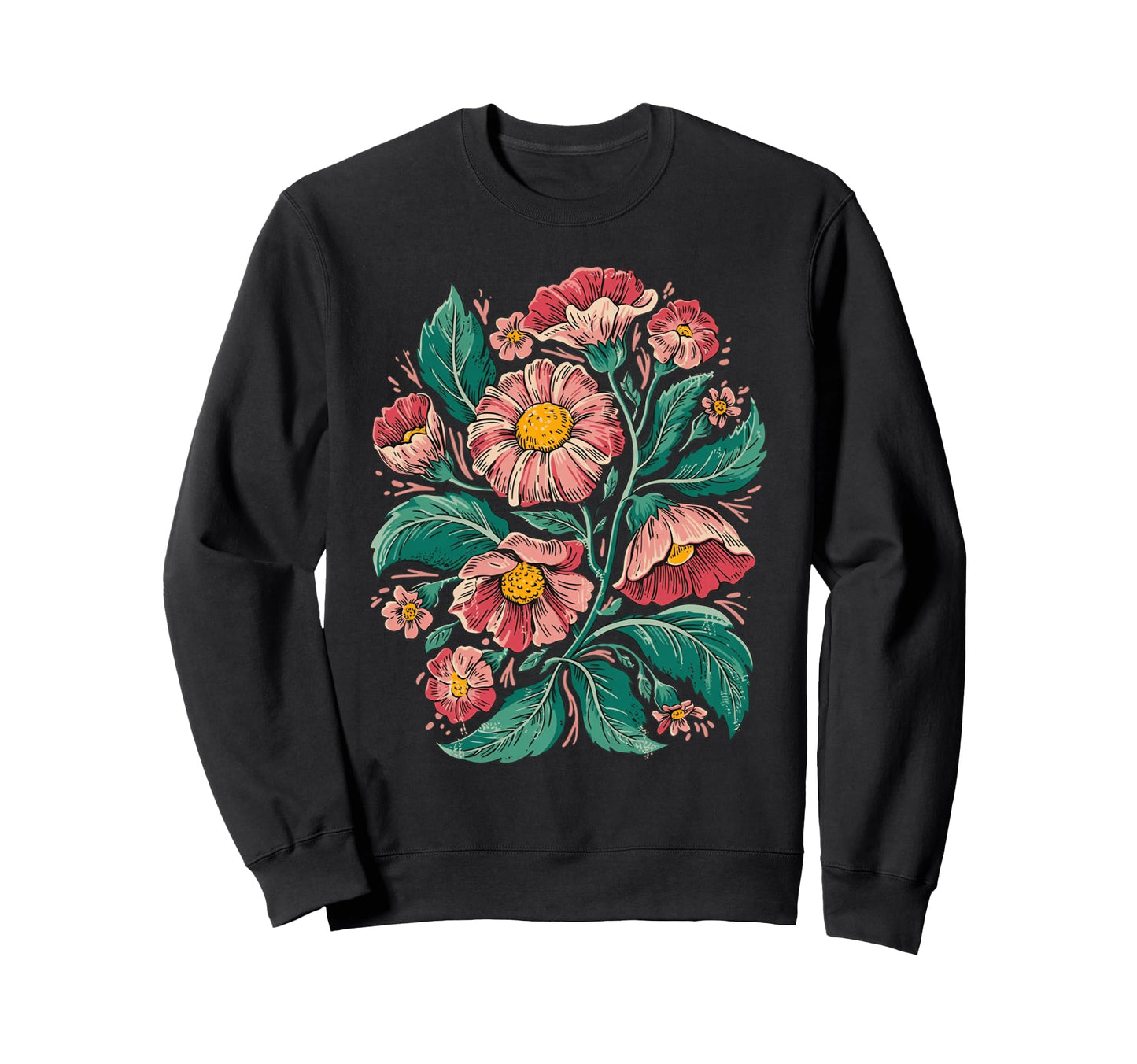Botanical Boho Daisy Flower Floral Sweatshirt - Graphic Print for Adults - T-Shirt, Sweatshirt, Hoodie